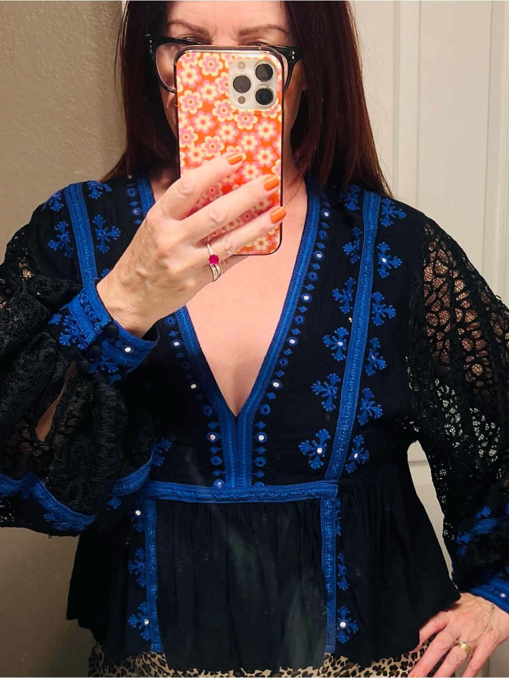 Free People “Boogie All Night” Boho Peasant Blouse - Size Small - Picture 5 of 6